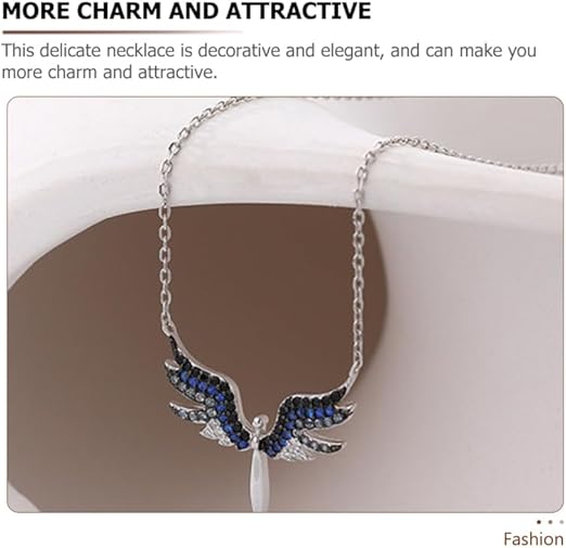 S925 Sterling Silver Moissanite Angel Wing Pendant Necklace