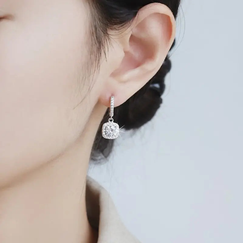 Luxury Square Moissanite Sterling Silver S925 Earrings