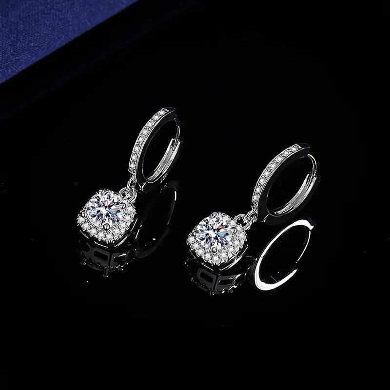 Luxury Square Moissanite Sterling Silver S925 Earrings