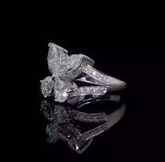 Elegant S925 Sterling Silver Butterfly Marquise-Pear Moissanite Ring