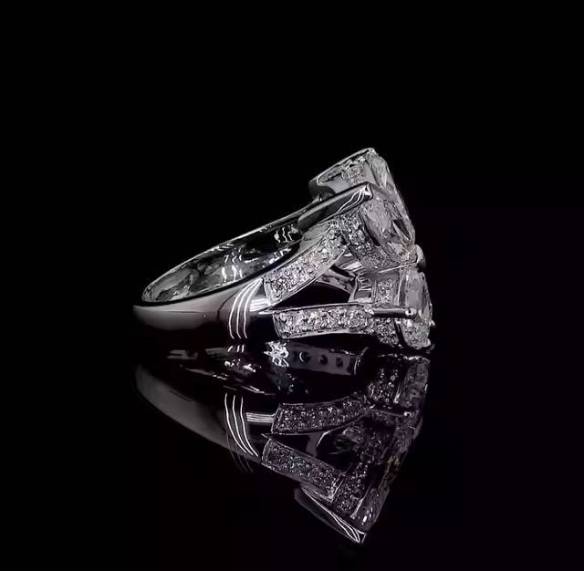 Elegant S925 Sterling Silver Butterfly Marquise-Pear Moissanite Ring