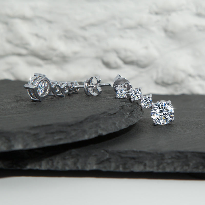 أقراط فضة استرلينية S925 مويسانيت بتصميم متدلي أنيق