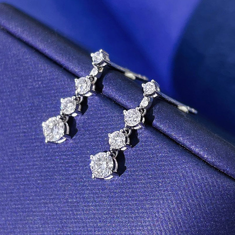 أقراط فضة استرلينية S925 مويسانيت بتصميم متدلي أنيق