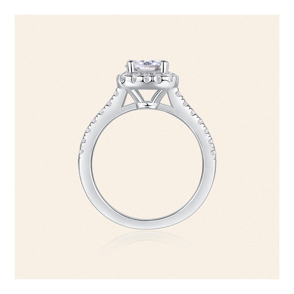 خاتم أنيق من الفضة الإسترليني S925 بفص مويسانيت مربع عيار 1 قيراط