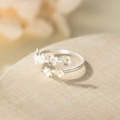 خاتم أنيق من الفضة الإسترليني S925 بتصميم زهرة لا تنساني