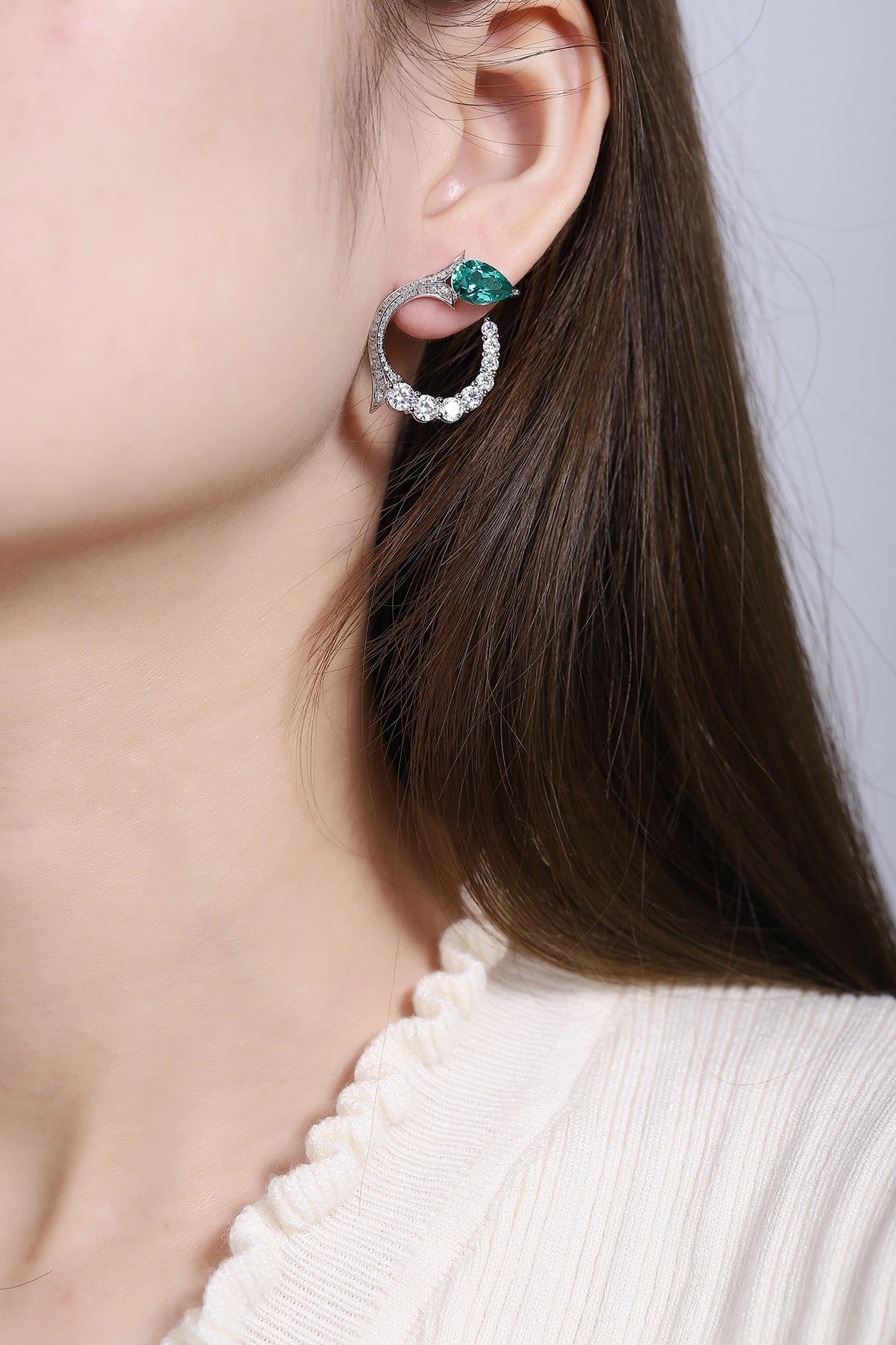 Elegant Hoop Sterling Silver S925 Moissanite Earrings