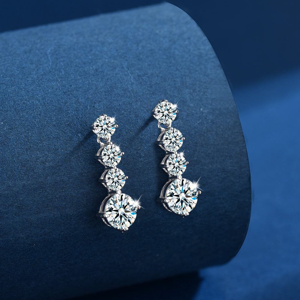 أقراط فضة استرلينية S925 مويسانيت بتصميم متدلي أنيق