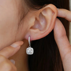 Luxury Square Moissanite Sterling Silver S925 Earrings