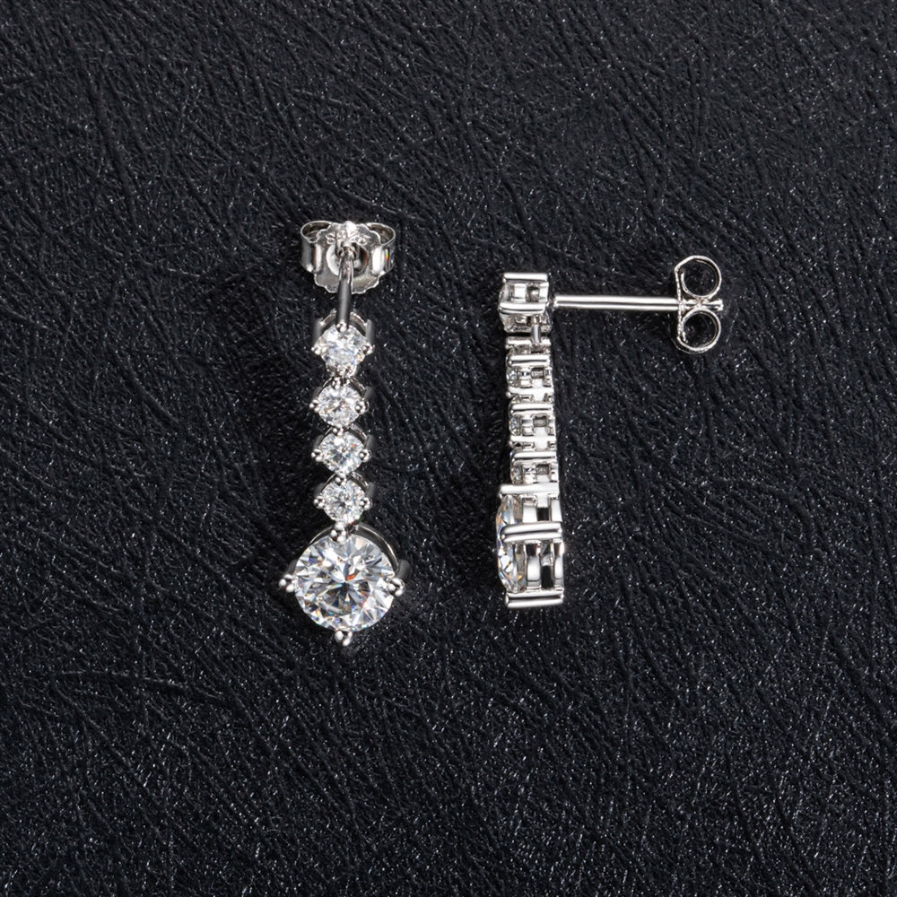 أقراط فضة استرلينية S925 مويسانيت بتصميم متدلي أنيق