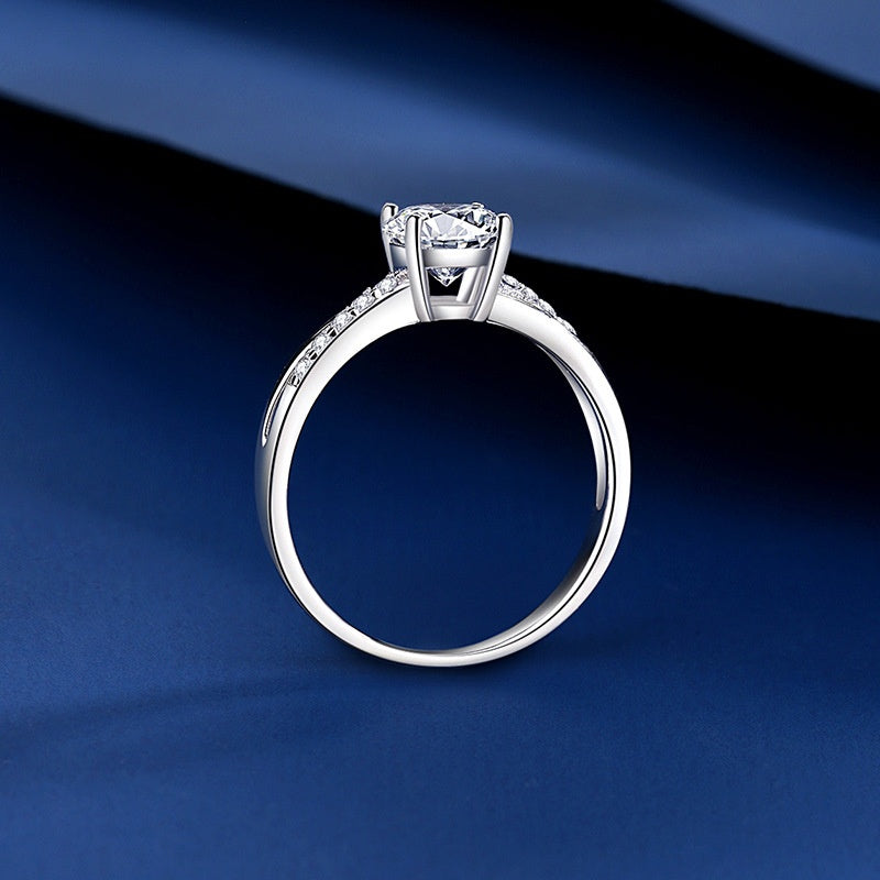 S925 Sterling Silver Classic Moissanite Crown Ring Twisted Band Design