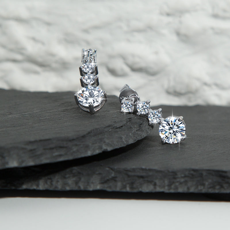 أقراط فضة استرلينية S925 مويسانيت بتصميم متدلي أنيق