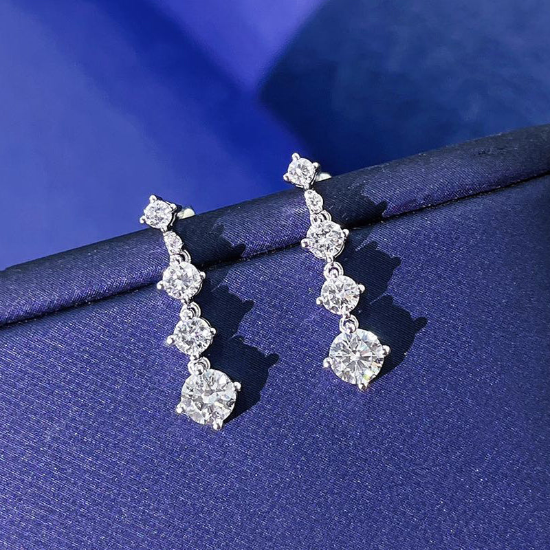 أقراط فضة استرلينية S925 مويسانيت بتصميم متدلي أنيق