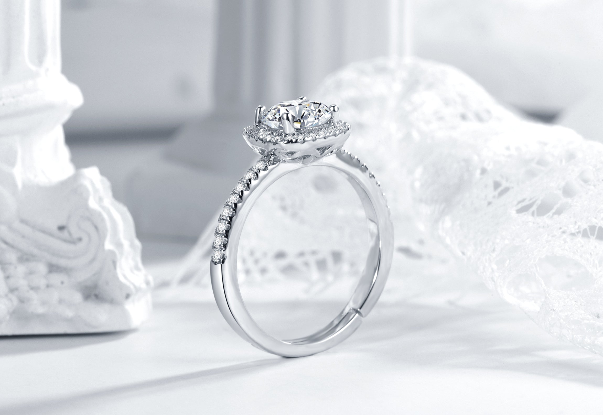 خاتم أنيق من الفضة الإسترليني S925 بفص مويسانيت مربع عيار 1 قيراط