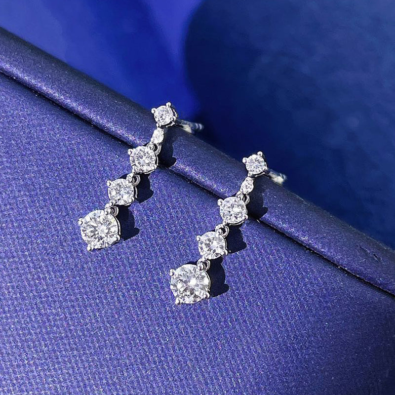 أقراط فضة استرلينية S925 مويسانيت بتصميم متدلي أنيق