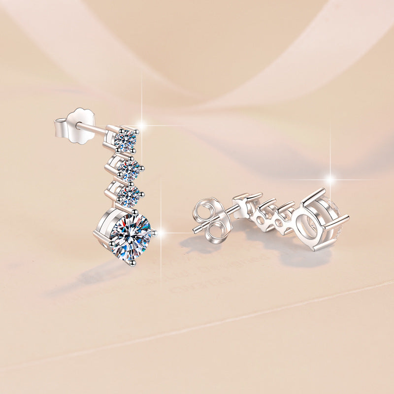 أقراط فضة استرلينية S925 مويسانيت بتصميم متدلي أنيق