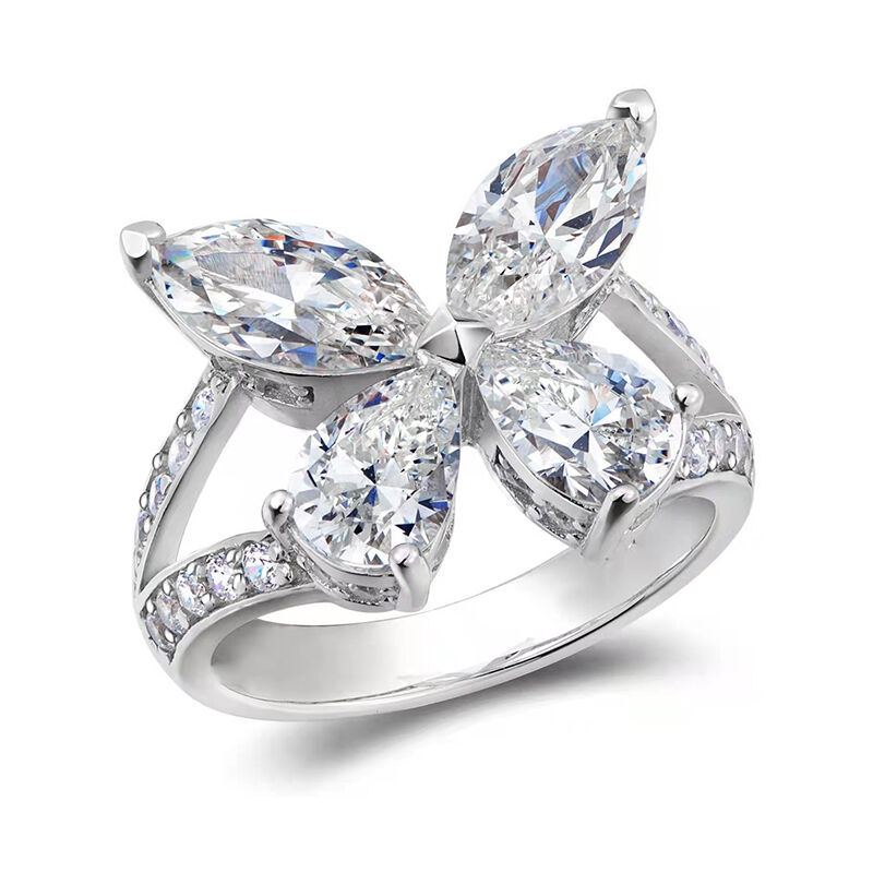 Elegant S925 Sterling Silver Butterfly Marquise-Pear Moissanite Ring