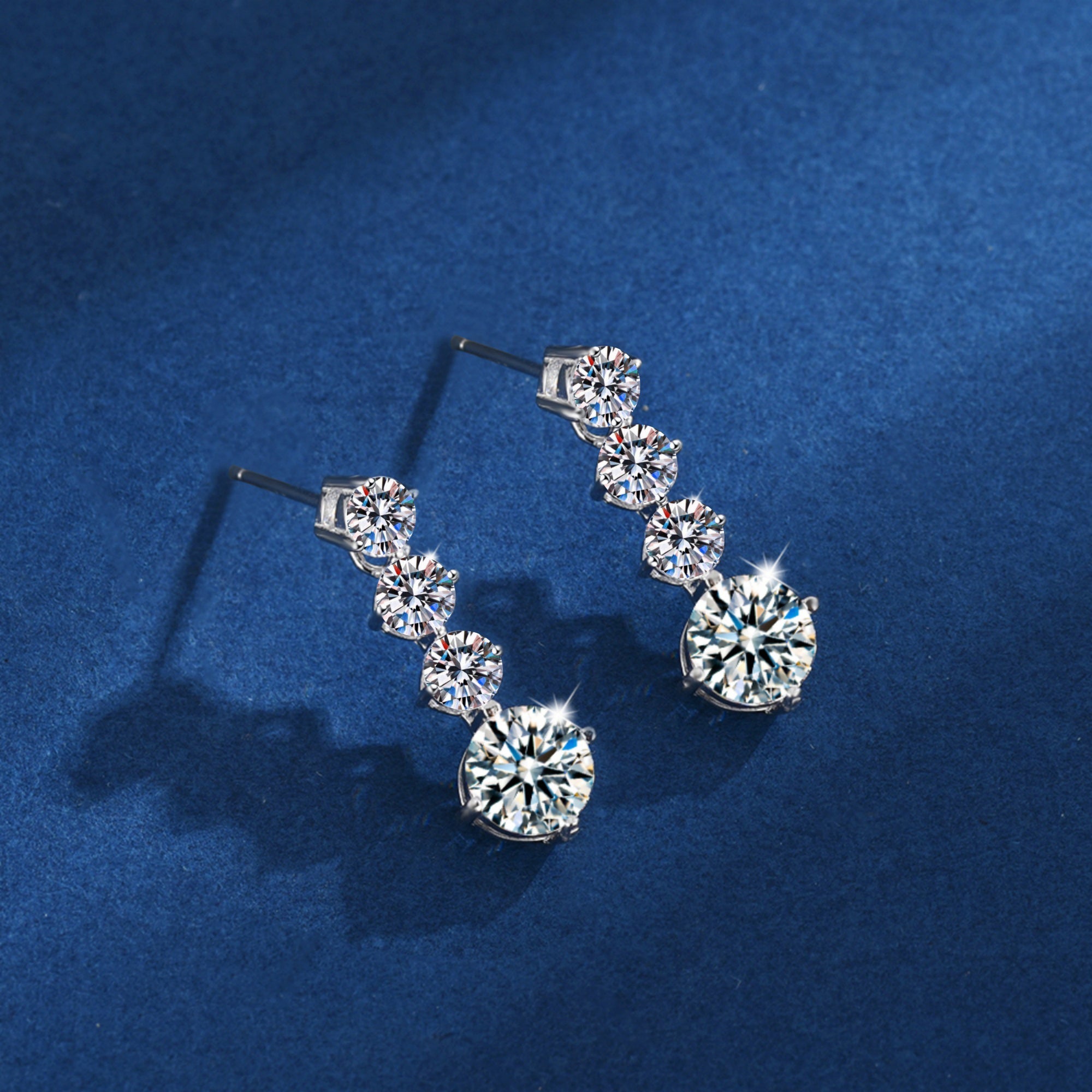 أقراط فضة استرلينية S925 مويسانيت بتصميم متدلي أنيق