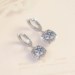 Luxury Square Moissanite Sterling Silver S925 Earrings