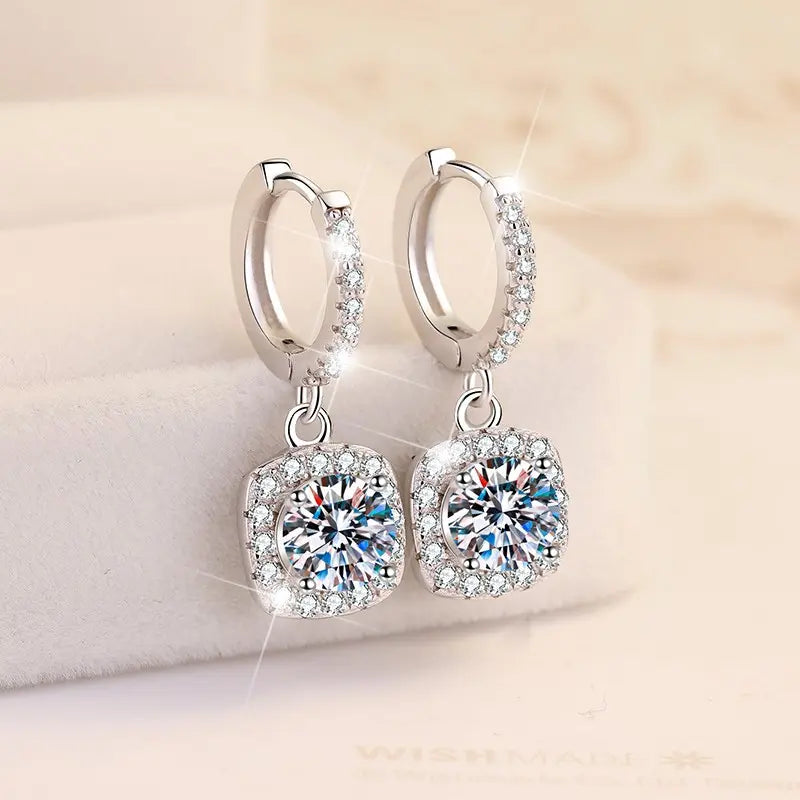 Luxury Square Moissanite Sterling Silver S925 Earrings