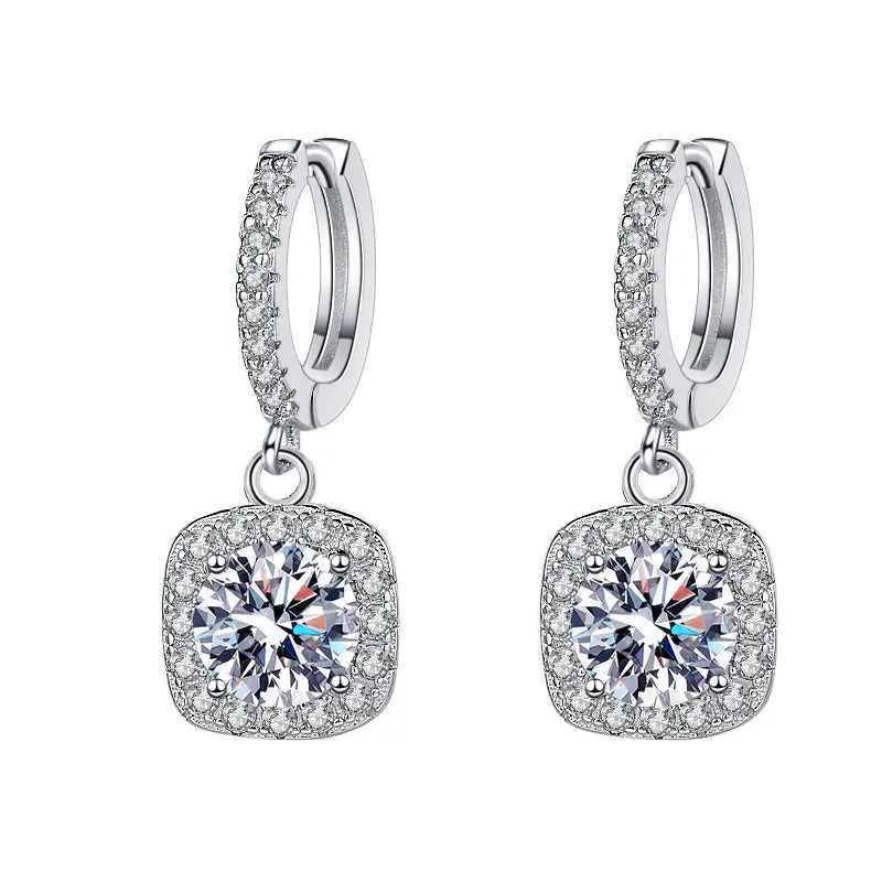 Luxury Square Moissanite Sterling Silver S925 Earrings