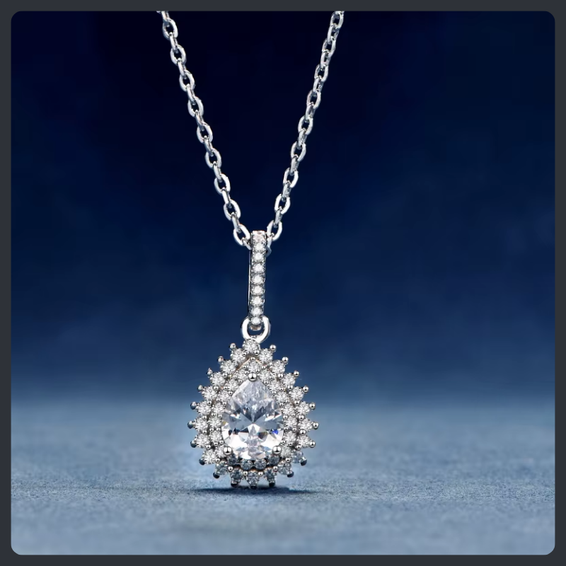 طقم مجوهرات من الفضة الإسترليني S925 مرصع بالموissanite بقصة كمثرى